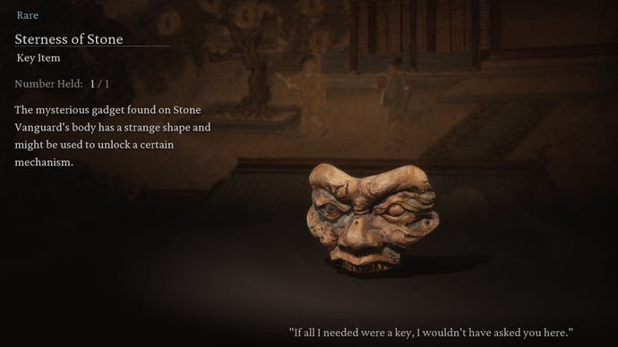 The item menu screen for the Sterness of Stone key item in Black Myth Wukong.