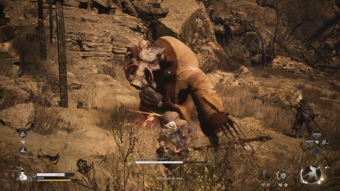 The player in Black Myth: Wukong fights against the Yellow-Robed Squire boss in Chapter 2.