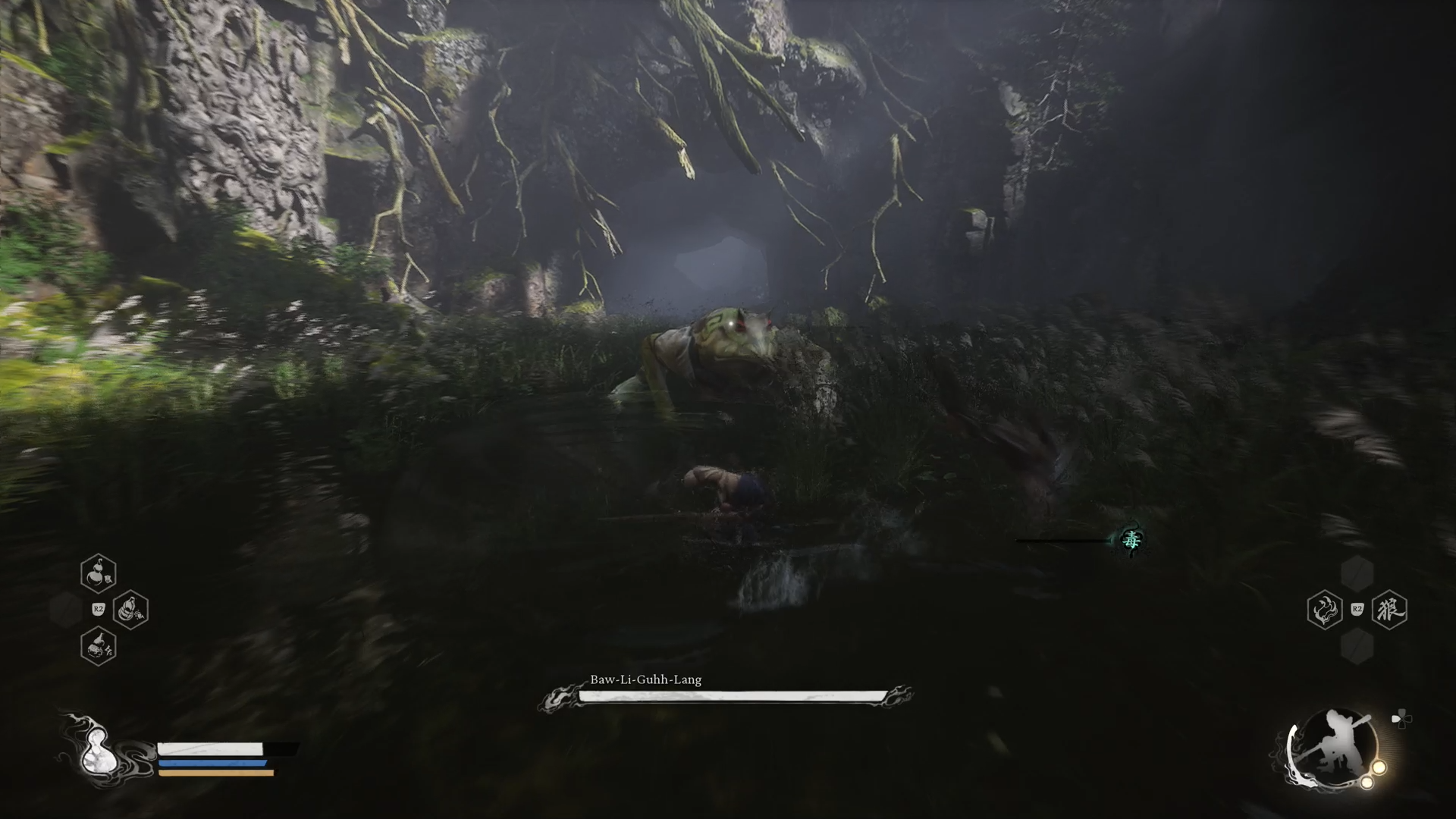 Black Myth Wukong screenshot showing the arena where players face the Baw-Li-Guhh-Lang boss