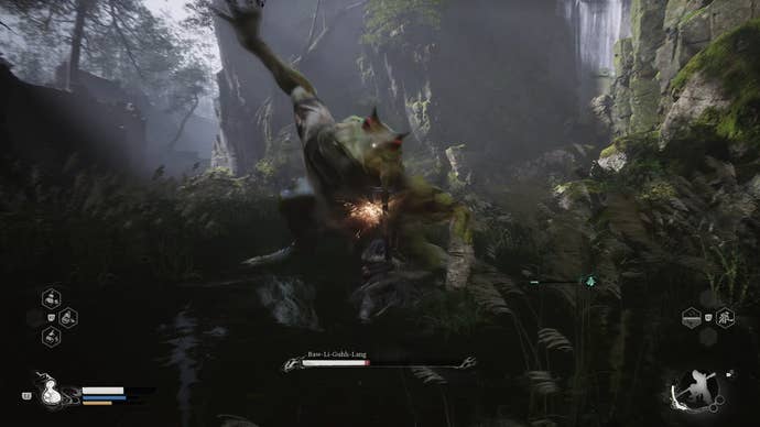 Black Myth Wukong screenshot showing the sweep attack Baw-Li-Guhh-Lang performs