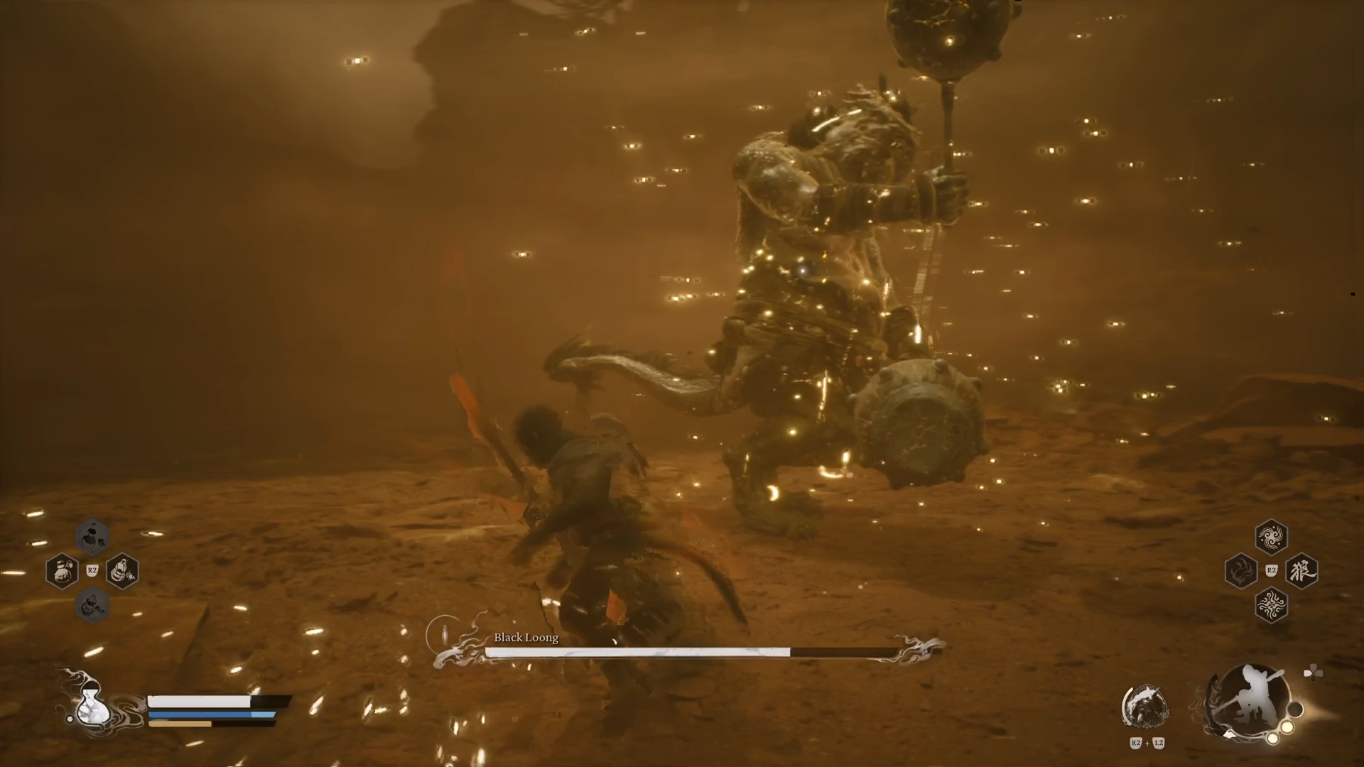 Black Myth: Wukong showing Black Loong&rsquo;s swing attack