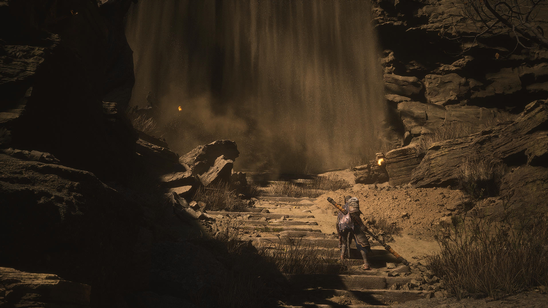 Black Myth: Wukong showing the waterfall of sand