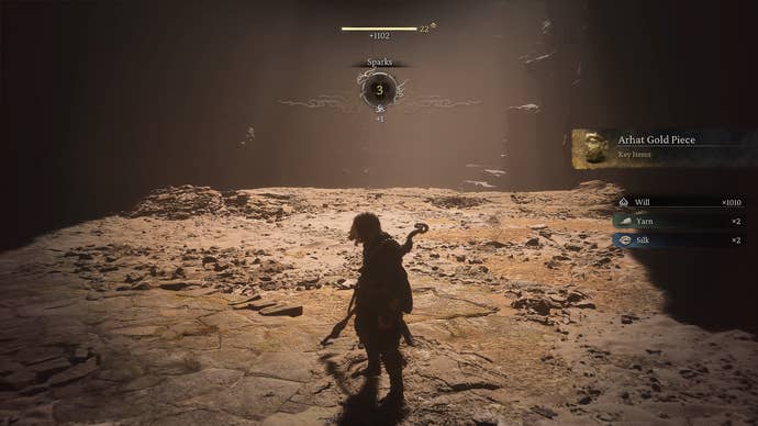 Black Myth Wukong screenshot showing the rewards for defeating the First Prince of the Flowing Sands