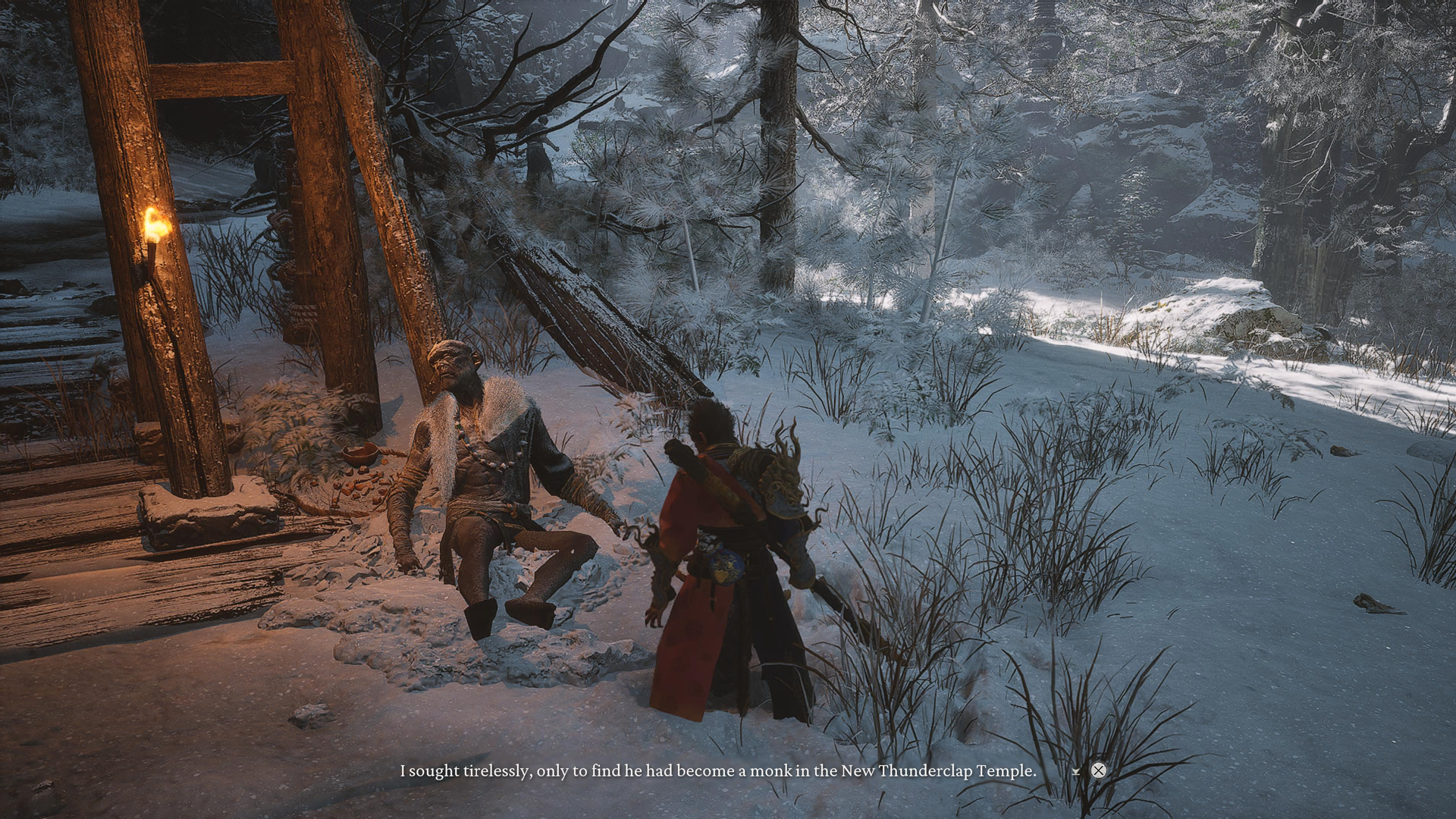 A Black Myth: Wukong screenshot showing some dialogues players listen to when starting the fox quest