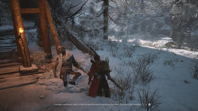 Screenshot from A Black Myth: Wukong showing some of the dialogue players hear when they start the fox quest