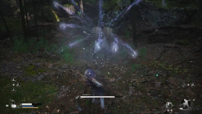 Black Myth: Wukong showing the Guangmou boss shooting projectiles