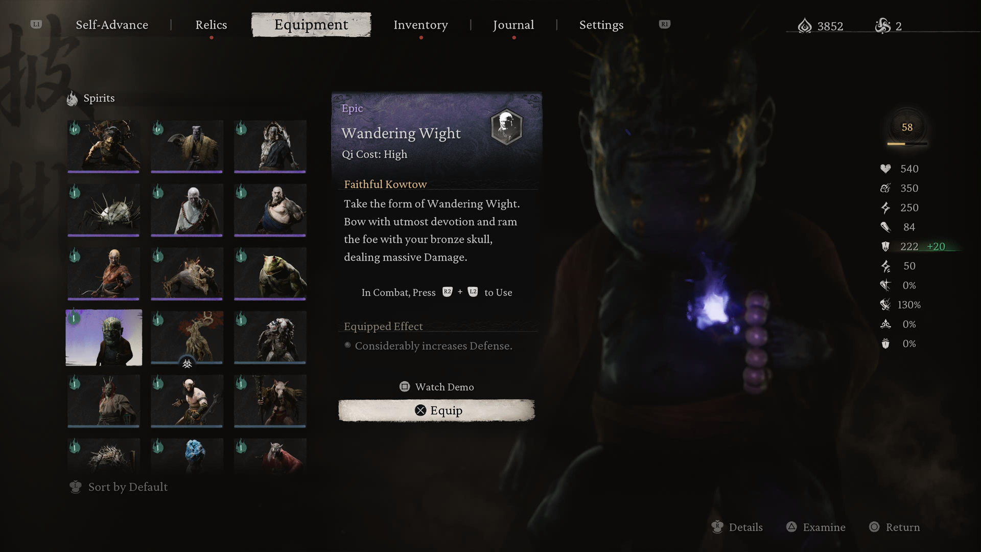 Black Myth: Wukong screenshot showing the Wandering Wight spirit