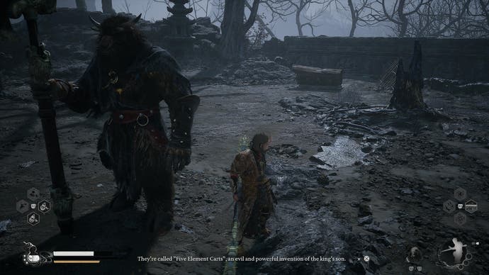 Screenshot from Black Myth: Wukong showing Pale-Ax Stalwart in Chapter 5