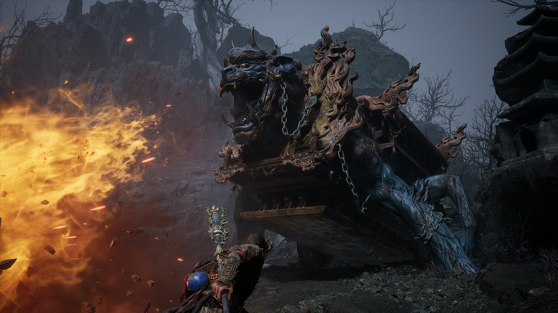 Black Myth: Wukong screenshot showing the Brown-Iron Cart in Chapter 5