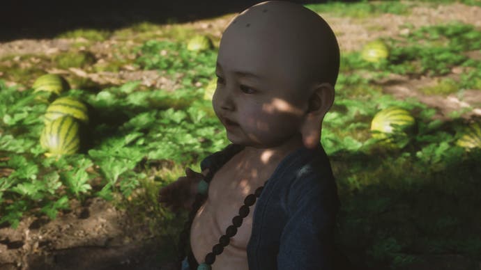 Screenshot from Black Myth: Wukong showing the character players encounter in the Great Pagoda