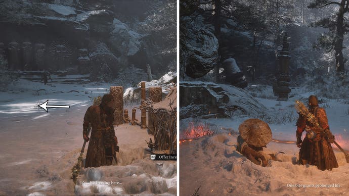 Screenshot from Black Myth: Wukong showing the NPC location near the Karma Tower shrine