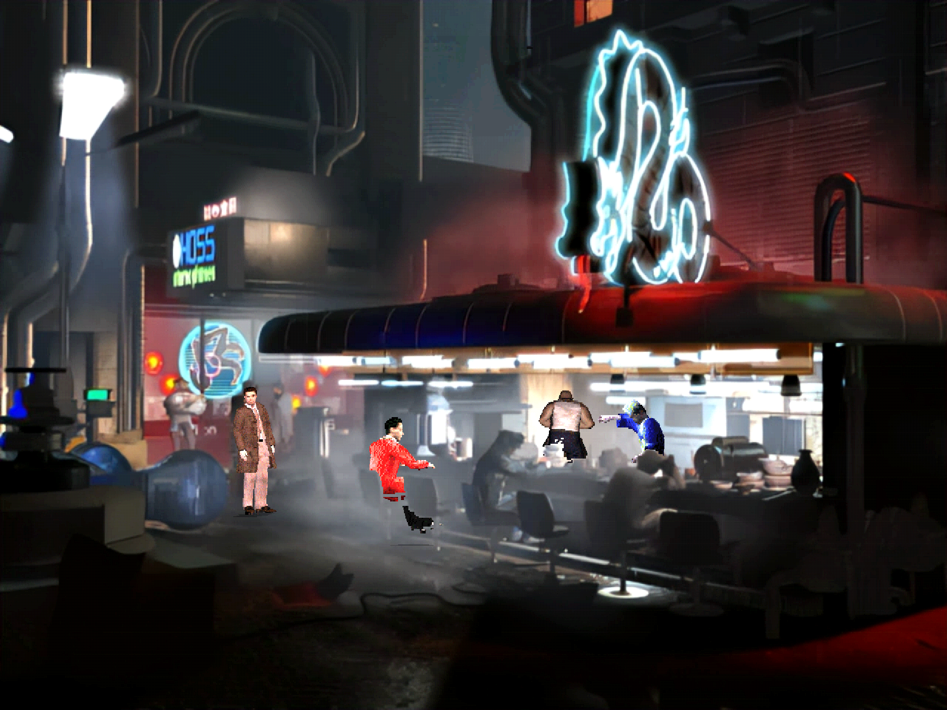 Howie Lee&rsquo;s noodle bar in a Blade Runner: Enhanced Edition screenshot.
