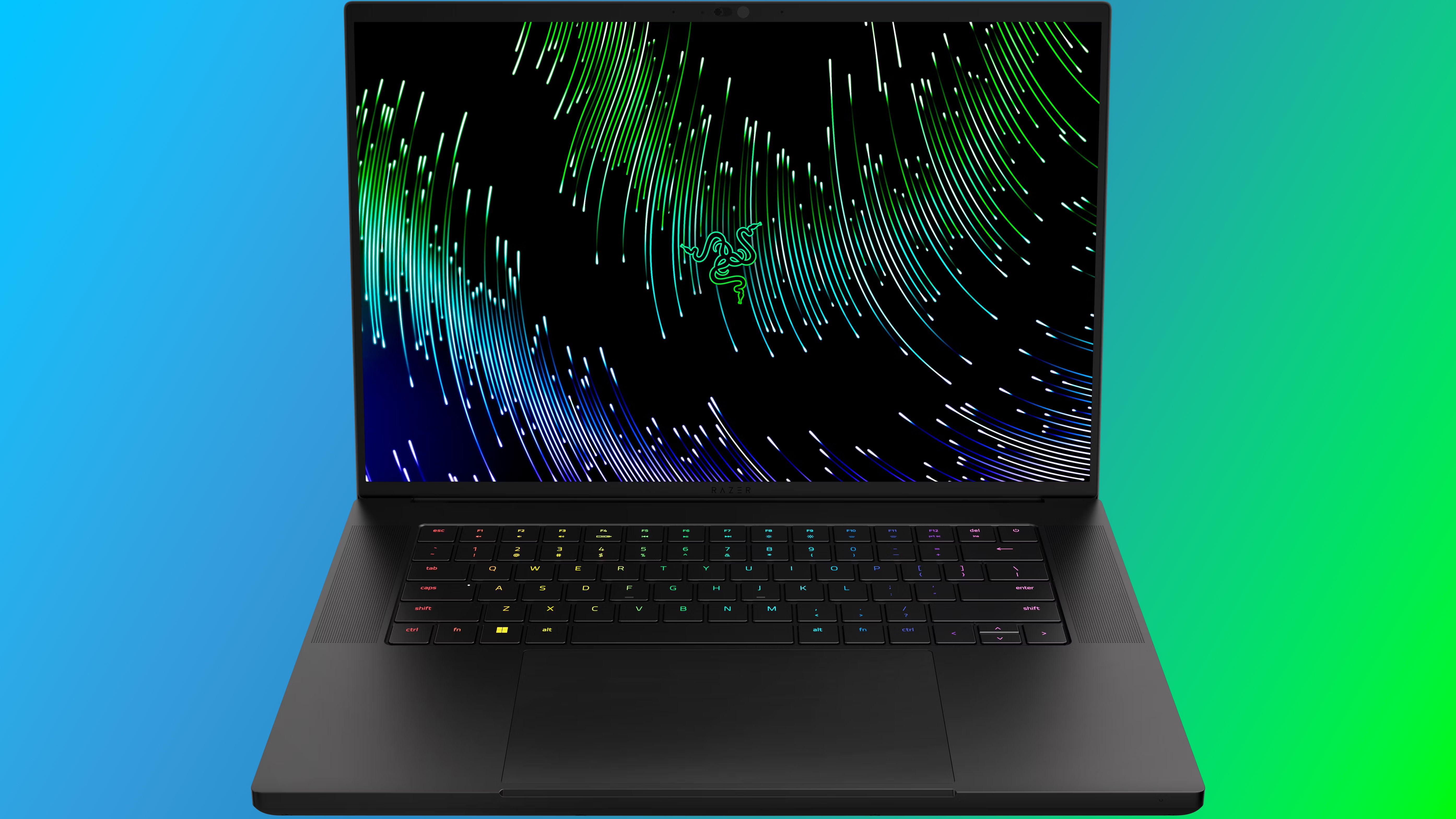 razer blade 16 on a coloured gradient background