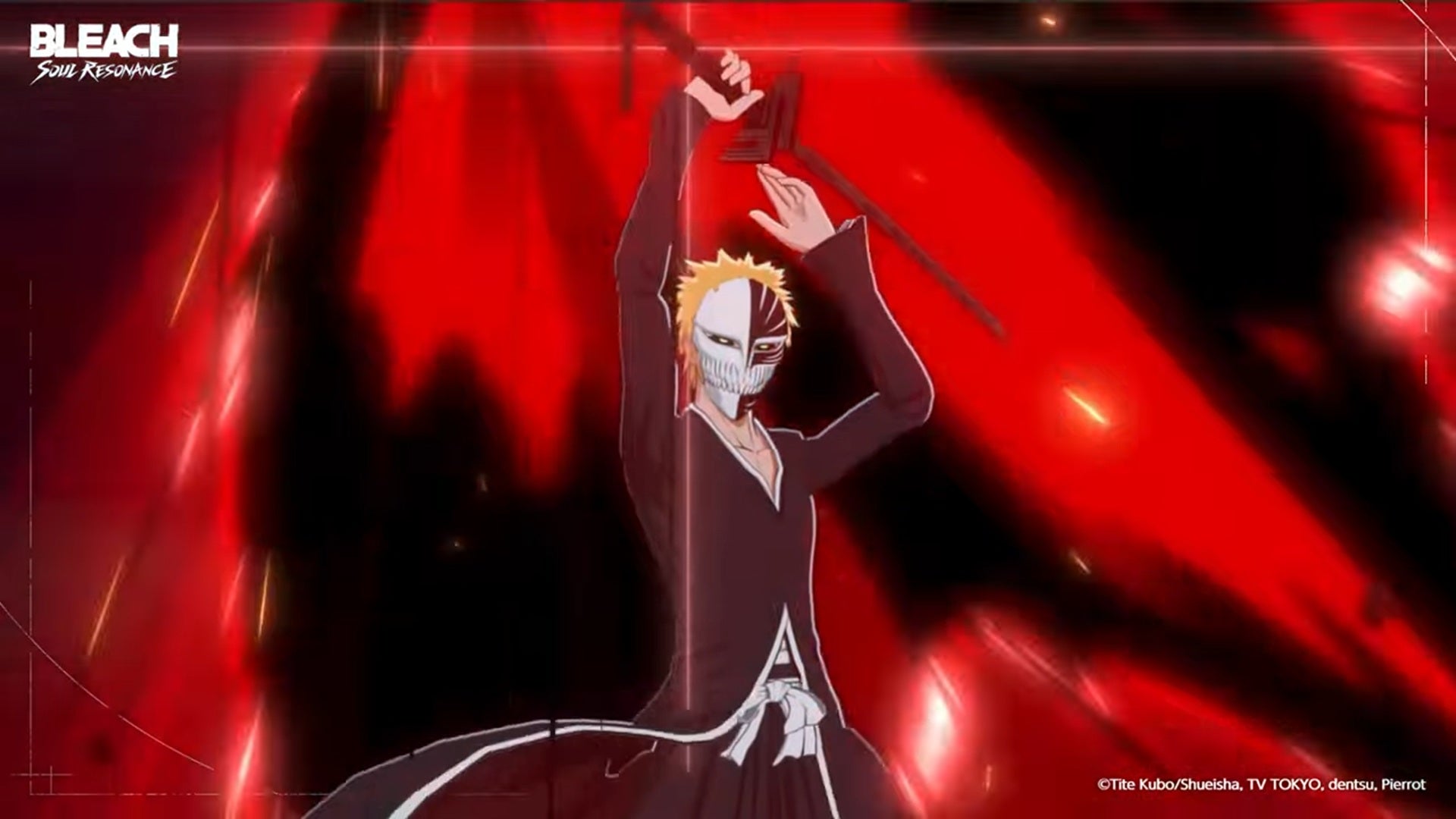 Ichigo Kurosaki wears a demonic two-tone mask during his ult animation as part of his Bankai SSR form in BLEACH Soul Resonance. - 20