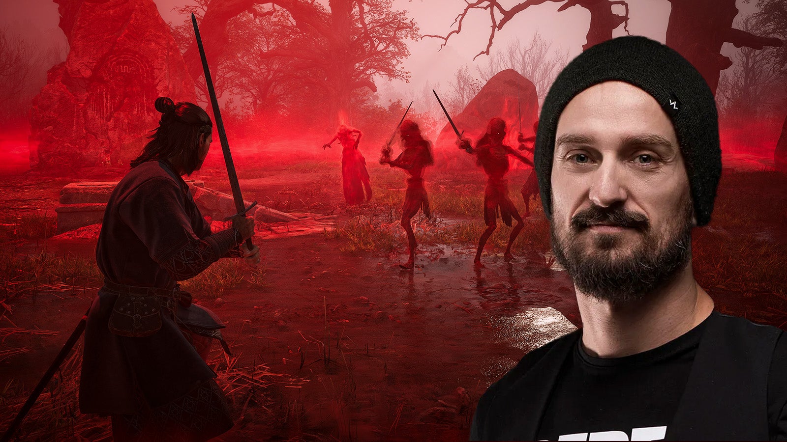 Một cảnh trong game The Blood of Dawnwalker với nhân vật đối đầu với bộ xương