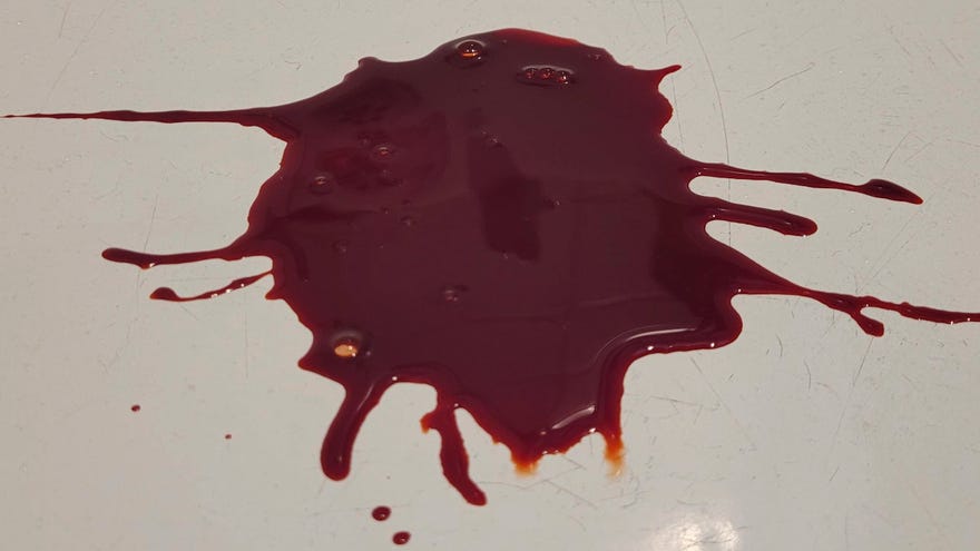 Just a big splat of blood in a bathtub, don't worry about it.