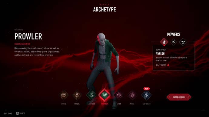 The Prowler (Nosferatu) archetype, as added to Vampire: The Masquerade - Bloodhunt in Version 1.0.