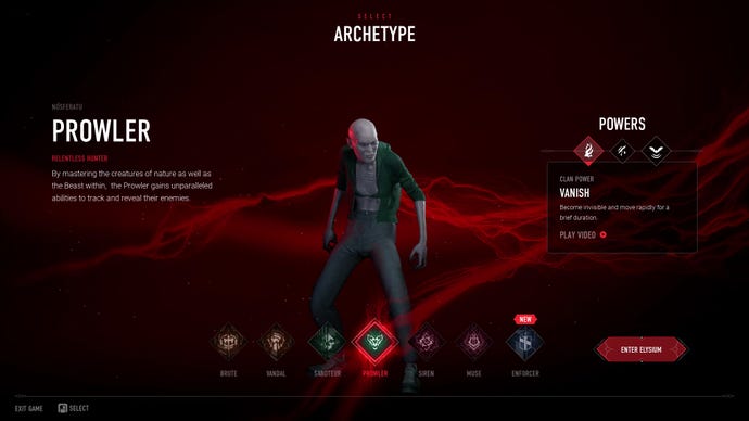 The Prowler (Nosferatu) archetype, as added to Vampire: The Masquerade - Bloodhunt in Version 1.0.