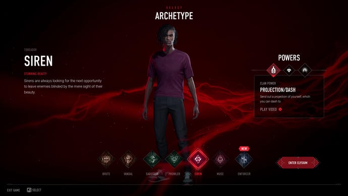 The Siren (Toreador) archetype, as added to Vampire: The Masquerade - Bloodhunt in Version 1.0.