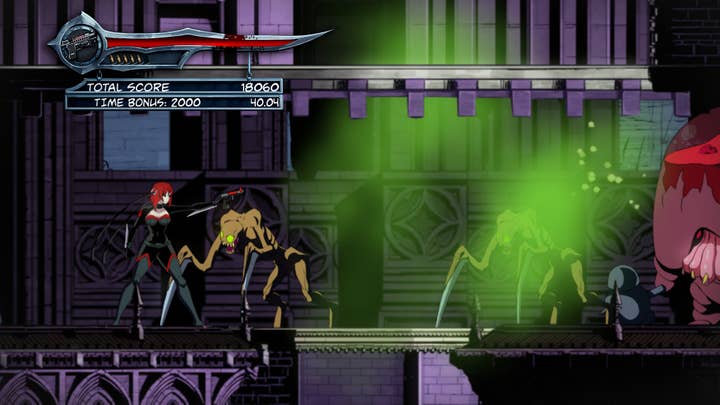 BloodRayne Betrayal screenshot showing the 2D action game take on the 3D action franchise