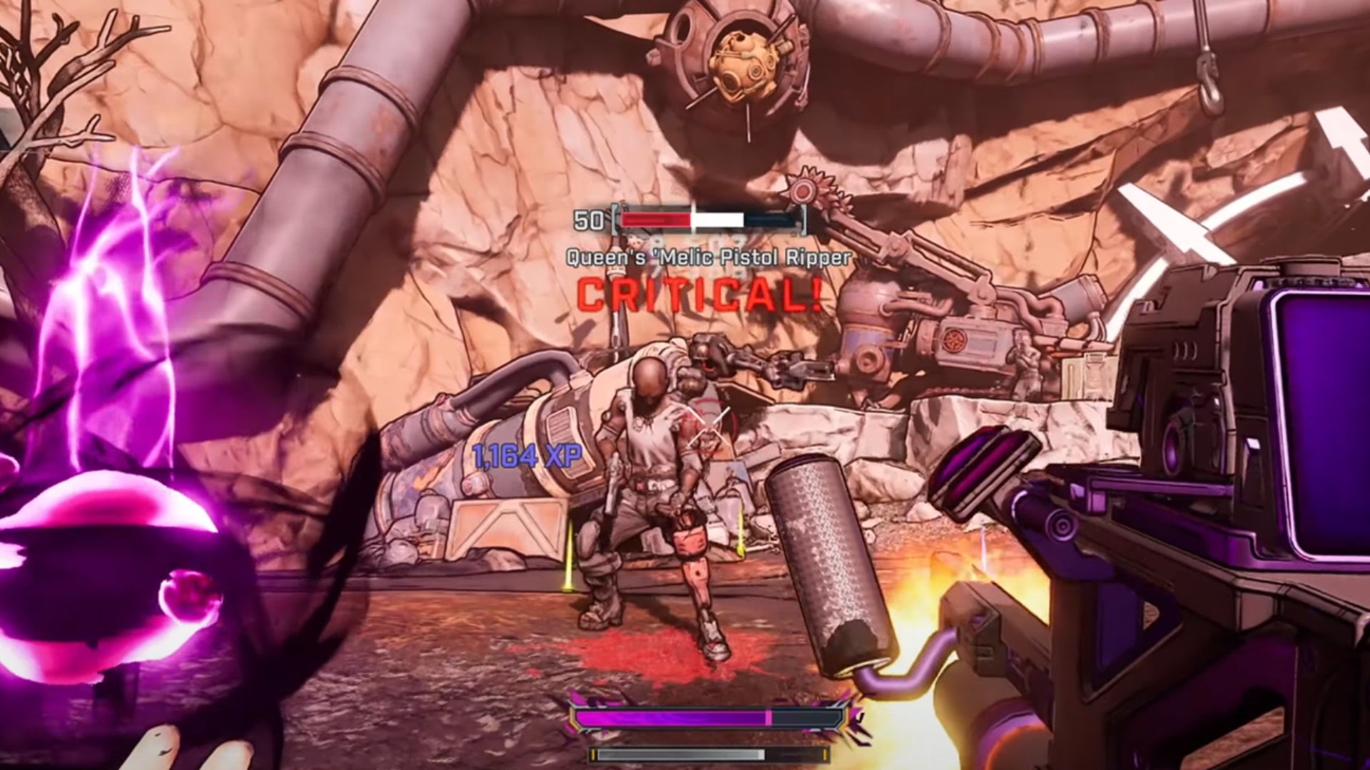 Vex deals a critical hit against an enemy in Borderlands 4 while using her Blood Shot ability. - 5
