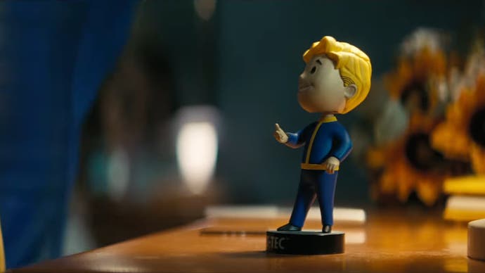 A Vault Boy bobblehead in Amazon's Fallout TV series
