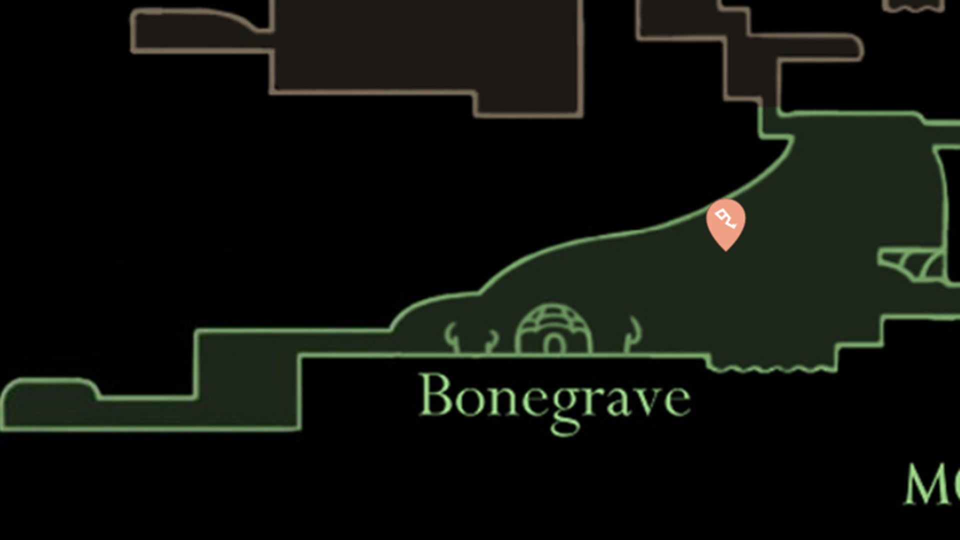A map showing the one Mossberry hidden in Bonegrave, in Hollow Knight Silksong. - 12