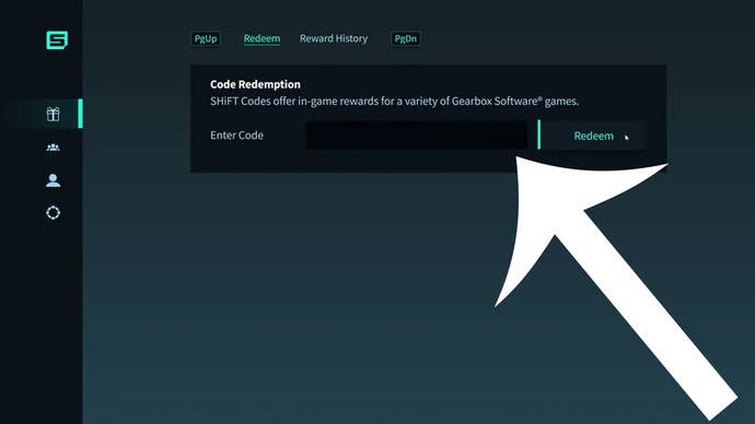 The arrow indicating in the menu used to replace shift codes in the game in Borderlands 4.