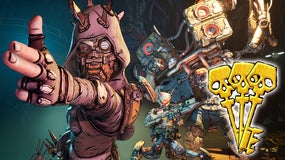 Borderlands 4 artwork showing some of the game's dystopian, sci-fi characters along with an icon for the Golden Keys items, which you can claim for free by using Shift Codes.