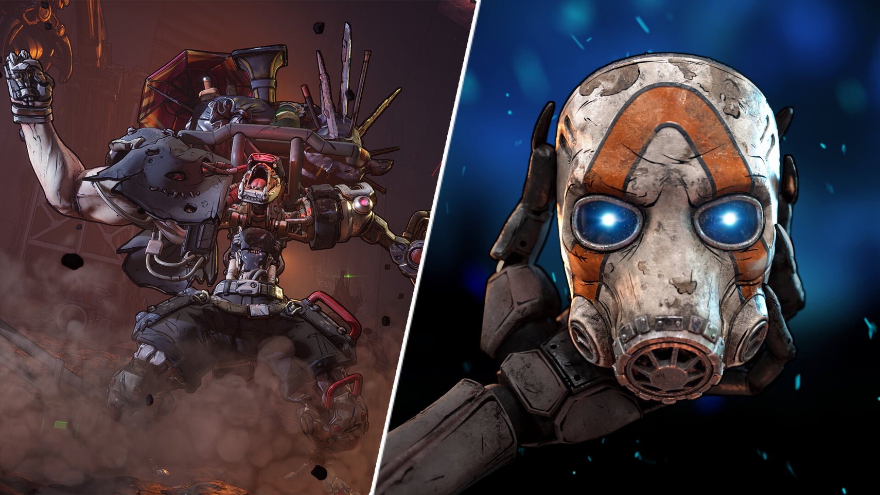 A psycho mask and an NPC made of trash in Borderlands 4. - 1