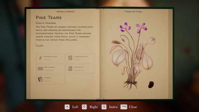 A page from the manual in Botany Manor