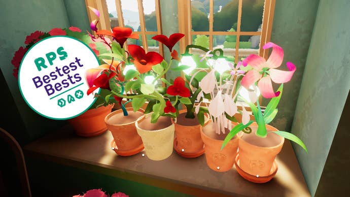 A collection of strange but lovely flowers on a sunny windowsill in Botany Manor