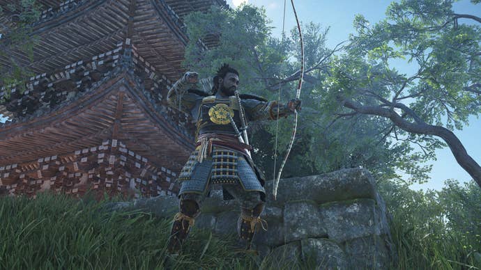 Yasuke aims his bow in Assassin’s Creed Shadows.