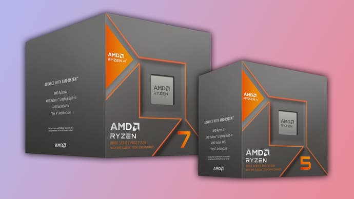 ryzen 7 8700g and ryzen 5 8600g boxes; the 8700g's is bigger as it has a bigger cooler inside