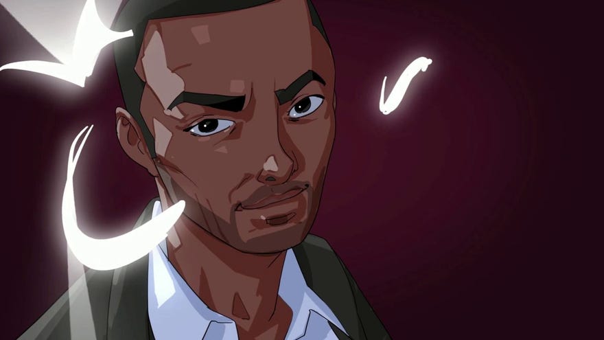 Isaac the estoc mid-transformation animation in Boyfriend Dungeon