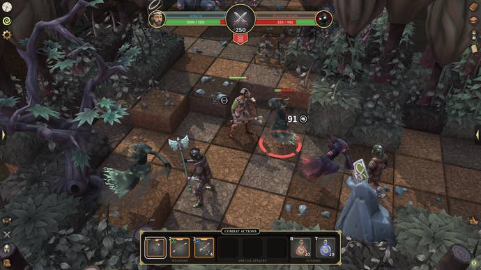 A player character battles spooky shades in the woods in MMORPG Brighter Shores