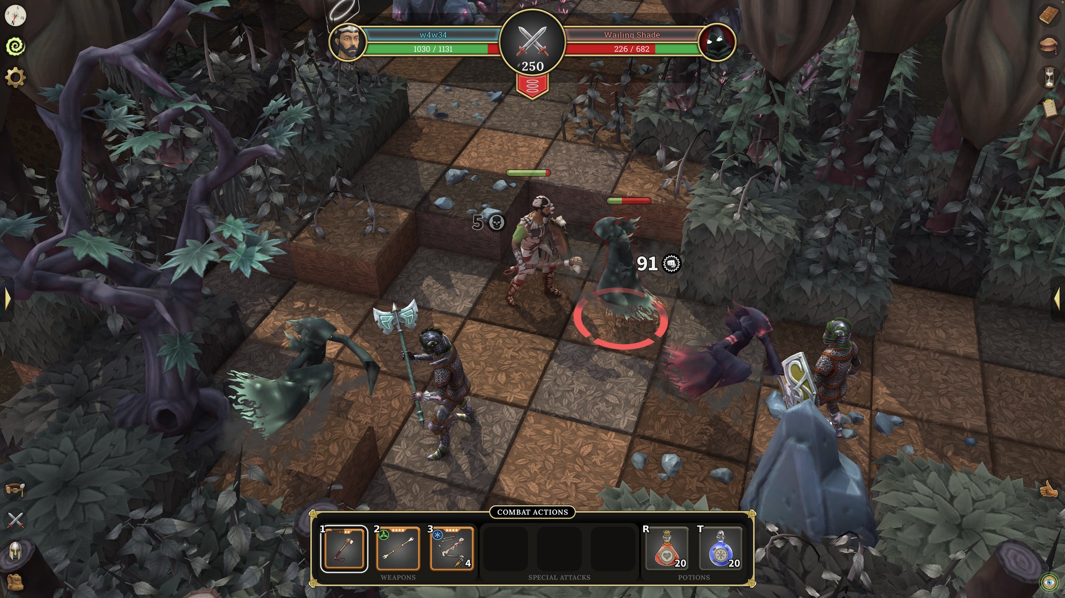 A player character battles spooky shades in the woods in MMORPG Brighter Shores - 1