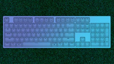 brighter mechanical keyboard 100% full-size layout on grass for some reason