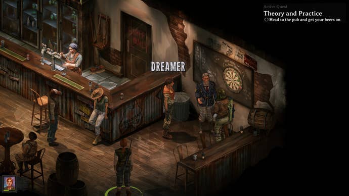 mates get their tinny on in a pub in Broken Roads