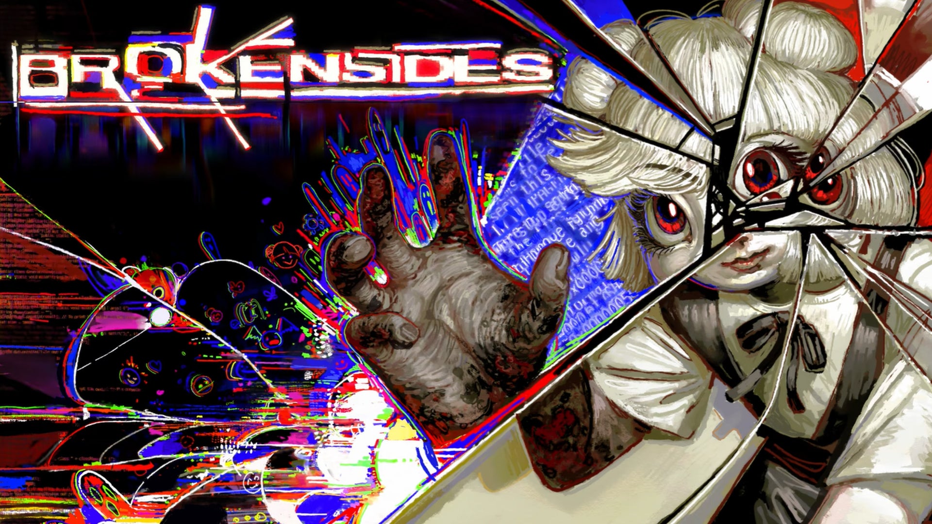 Suplex and shatter glass enemies after being in prison for committing a cardinal crime in the psychological horror beat 'em up Brokensides