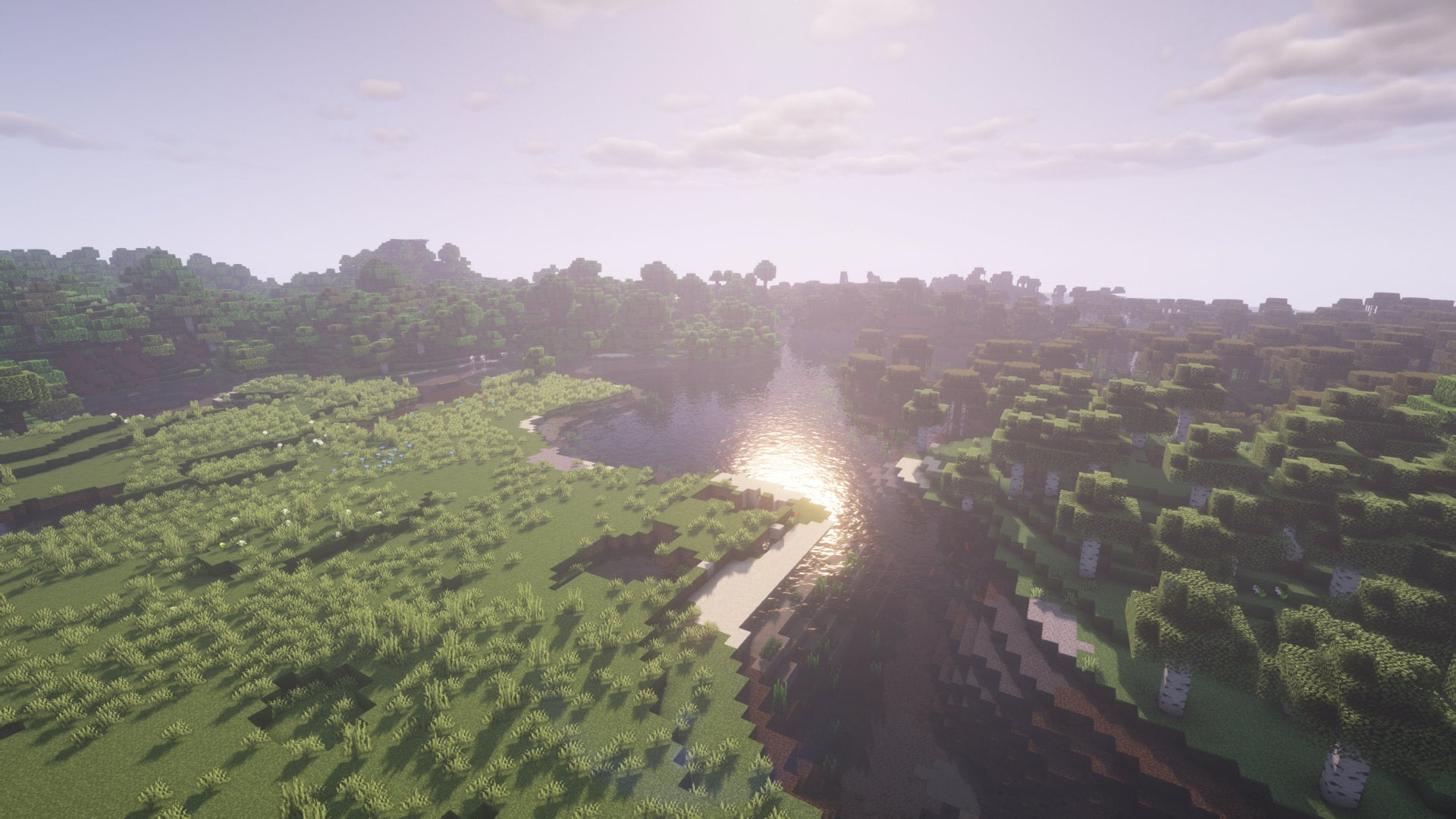 A Minecraft screenshot of a landscape with BSL Shaders enabled. - 6