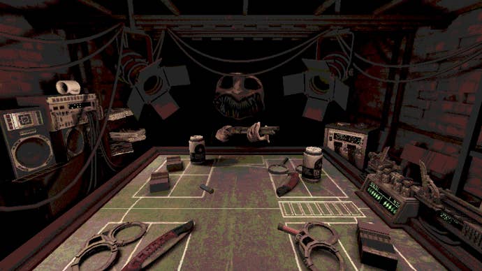 Playing for your life in a Buckshot Roulette screenshot.