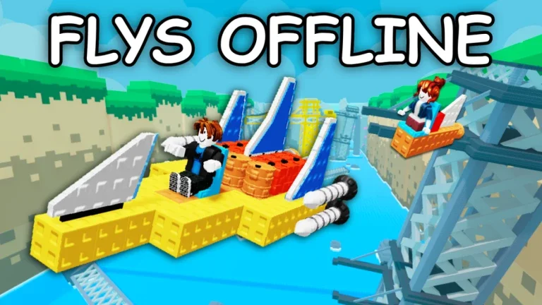 Build a Rocket artwork showing a Roblox character flying a yellow Rocket.