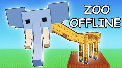 Artwork for the Roblox game Build a Zoo, showing a cute cartoon creature that is a mixture of a giraffe and an elephant.