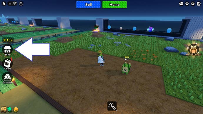 A screenshot of Build a Zoo in Roblox showing the game's shop button.