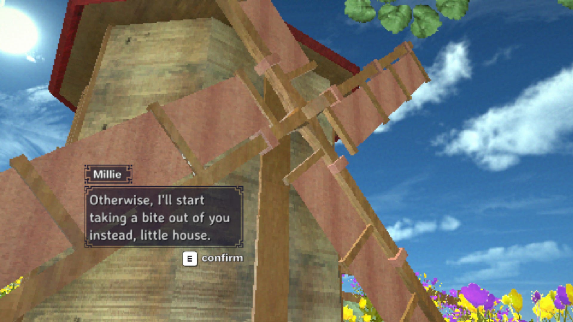 Millie the windmill saying thing filthy successful Building Relationships.