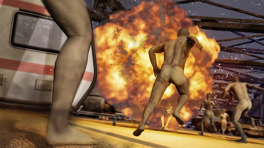 Hordes of naked zombies run into an explosion in PUBG’s new zombie survival mode