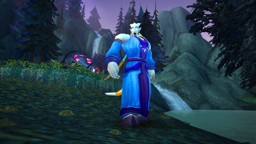 World Of Warcraft Burning Crusade Classic - A Draenei character wearing a blue robe