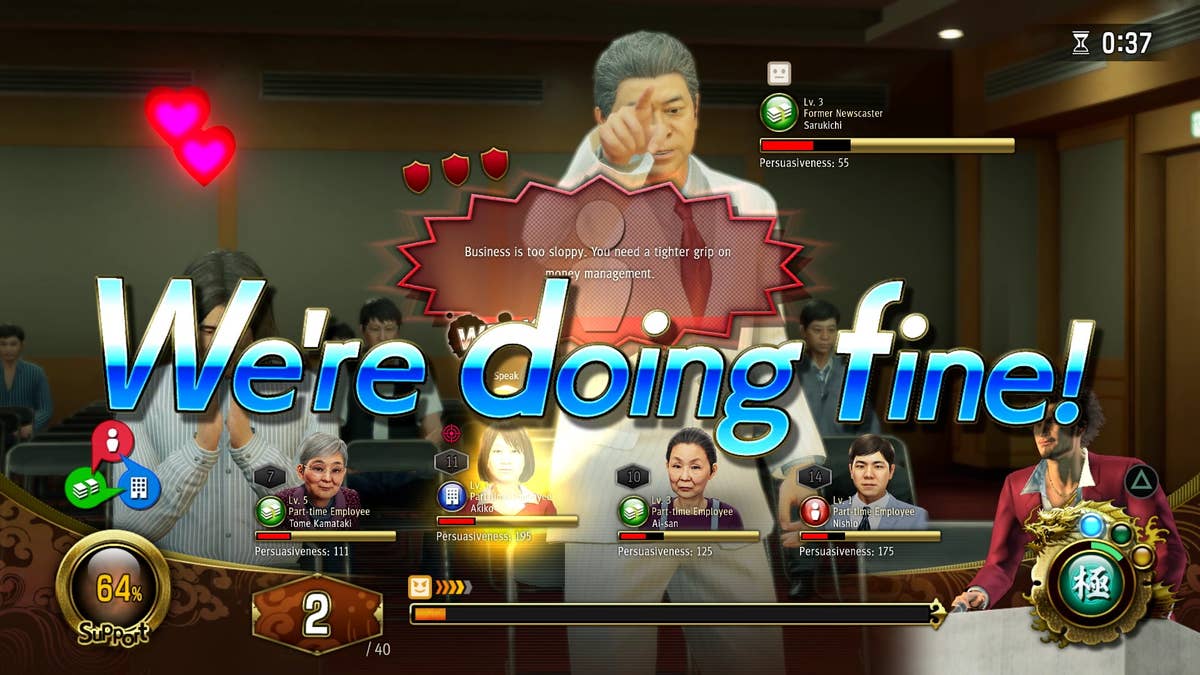 Yakuza Like A Dragon business management: How to manage employees