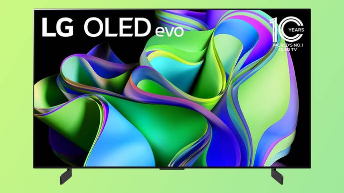 LG C3 OLED gaming monitor / 4K TV shown on a gradient background